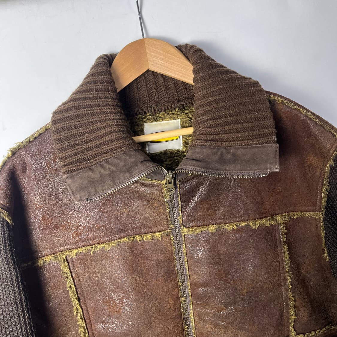 [Intermezzo] 90's 인터메조 니트 비건레더 쉐르파 자켓 상품이미지3