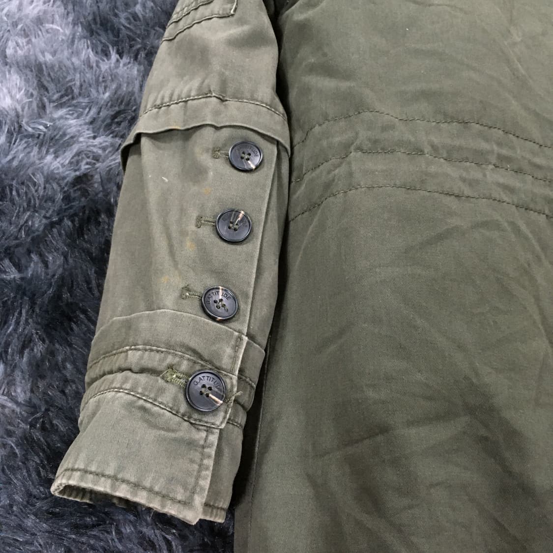 투티/0297 G.ATTITUDE 천연 양모 카키 야상 후드 자켓 빈티지 상품이미지7