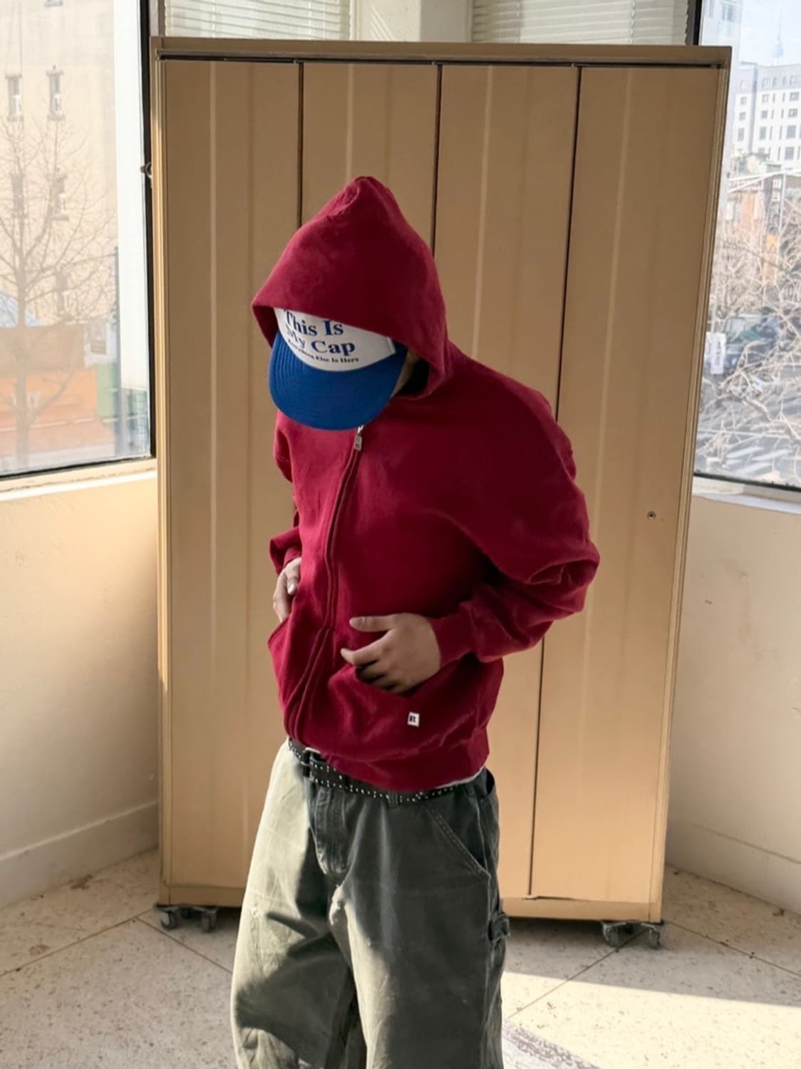 MADE IN USA 🇺🇸 90‘s 러셀 후드집업 레드 상품이미지1