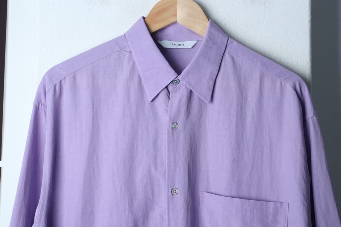 (XL-2XL) 르마드 셔츠 남방 퍼플 무지 얇은소재-H32637 상품이미지3