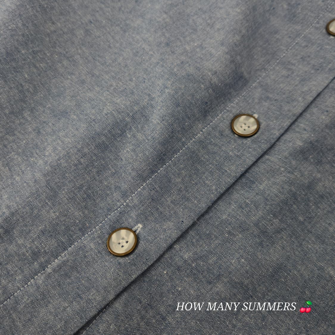 테디 샴브레이 롱 스커트 S 블루 코튼 빈티지 밴딩 포켓 상품이미지7