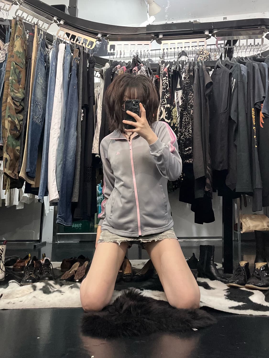 아디다스 그레이&핑크 집업 상품이미지1