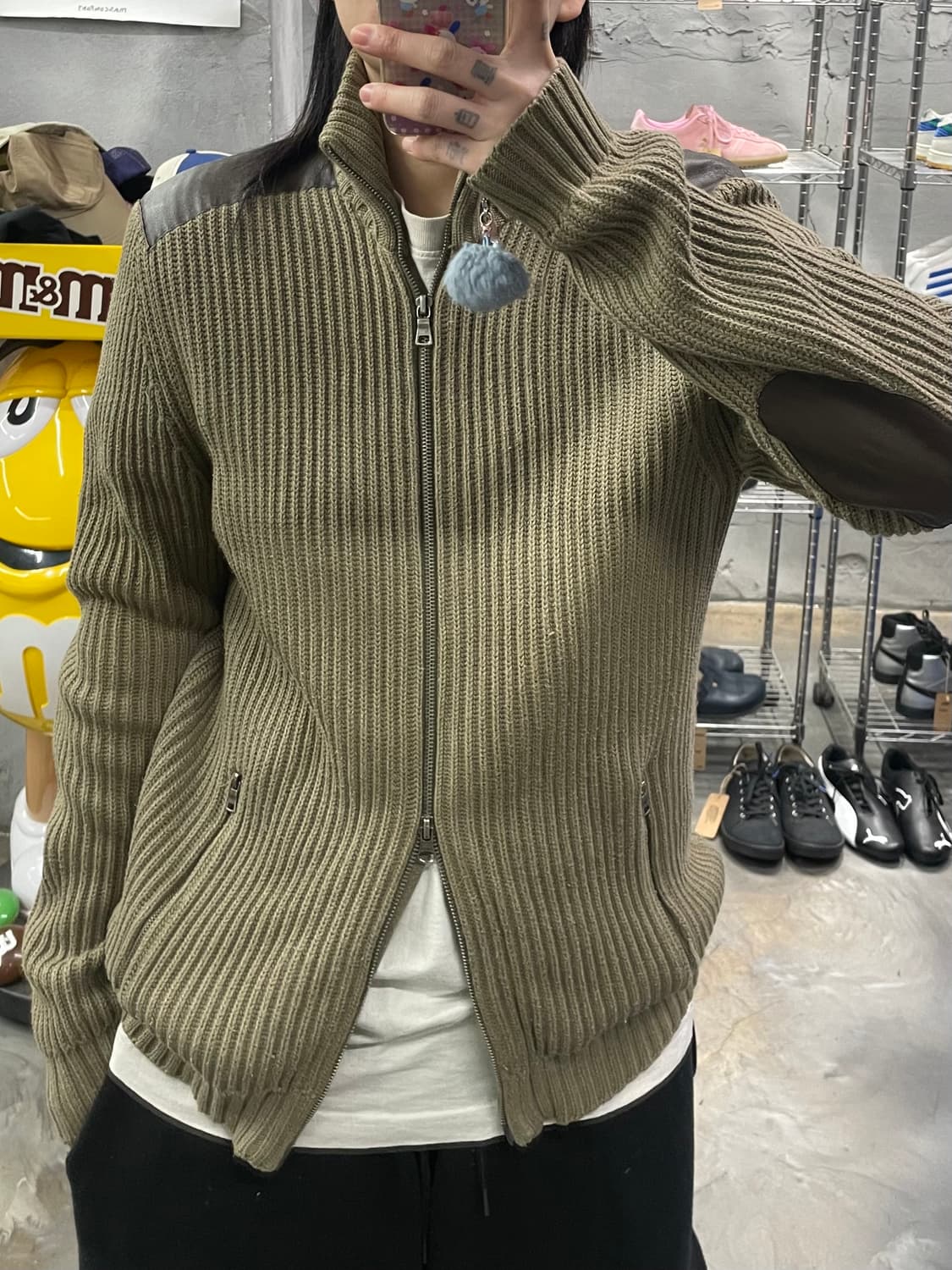 알마니 진스 엘보 패치 니트 집업 상품이미지9