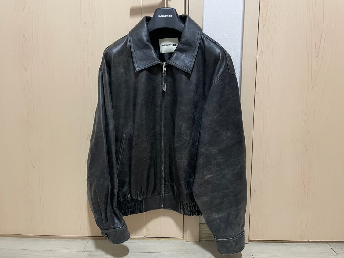 인사일런스 디스트레스드 레더 자켓 Black [M] 상품이미지1