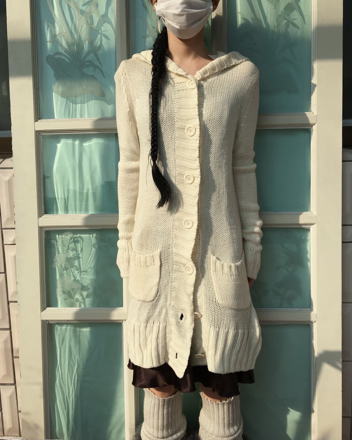 Belted knit hood long cardigan 상품이미지8