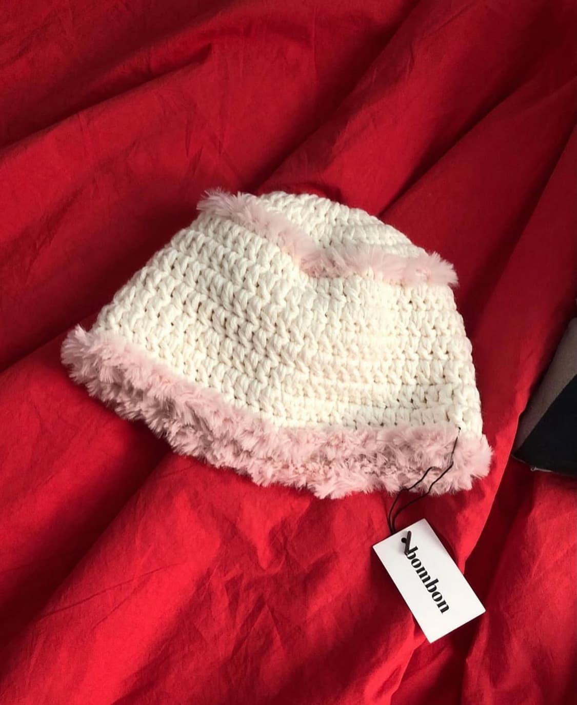 봄본 bombonknit 래빗햇 화이트 버킷햇 상품이미지1