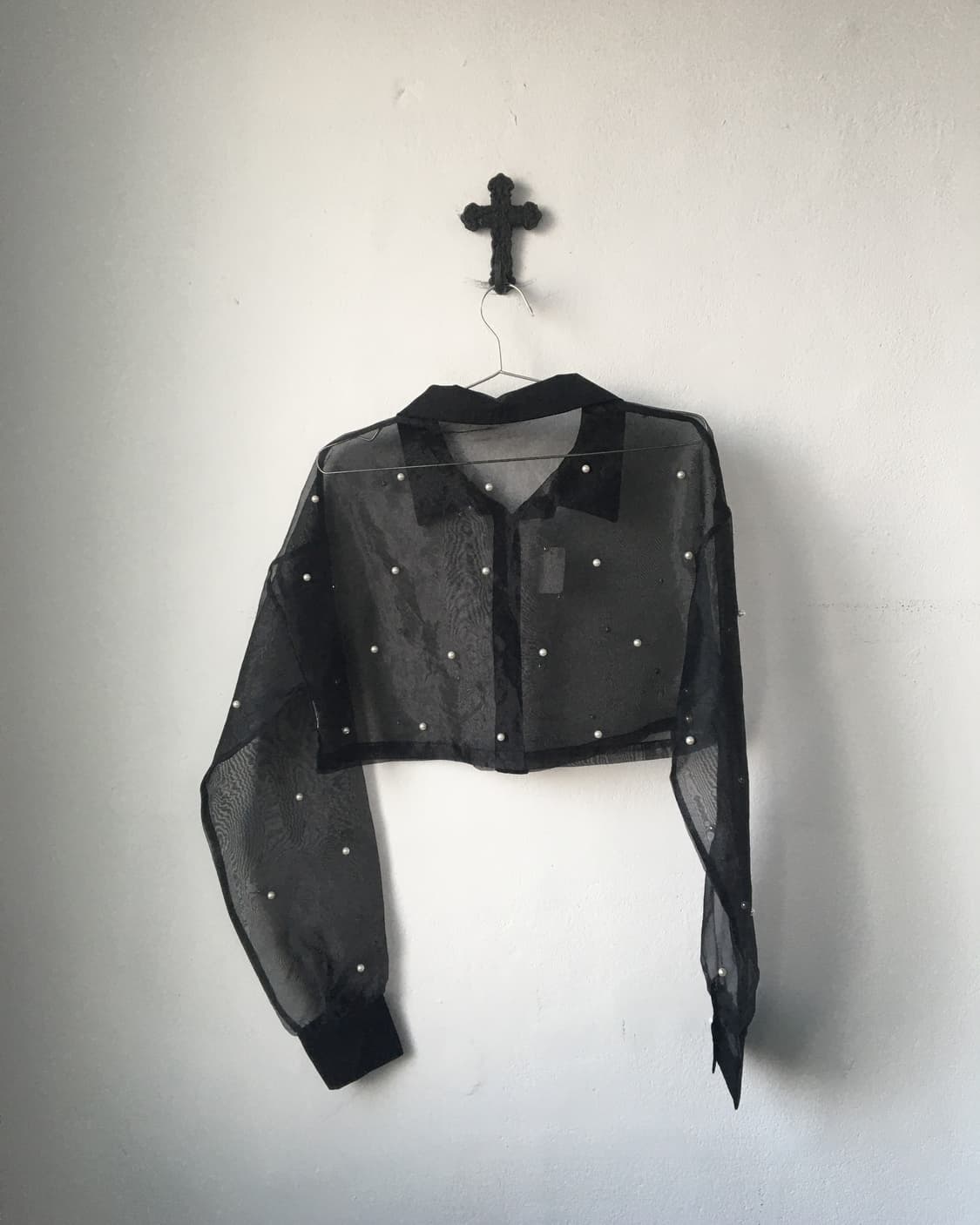 Pearl see through shirt 상품이미지2