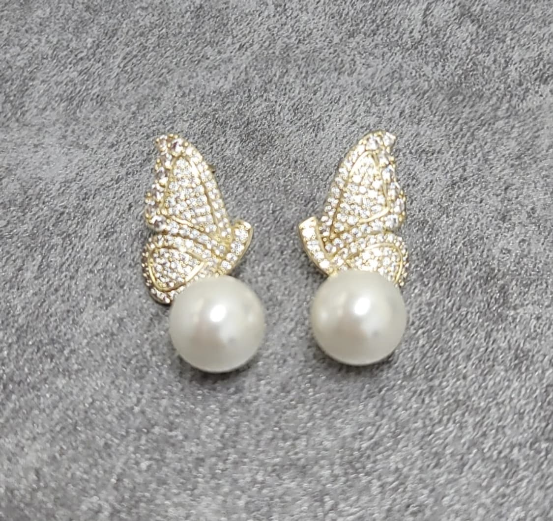 butterfly pearl earrings 상품이미지2