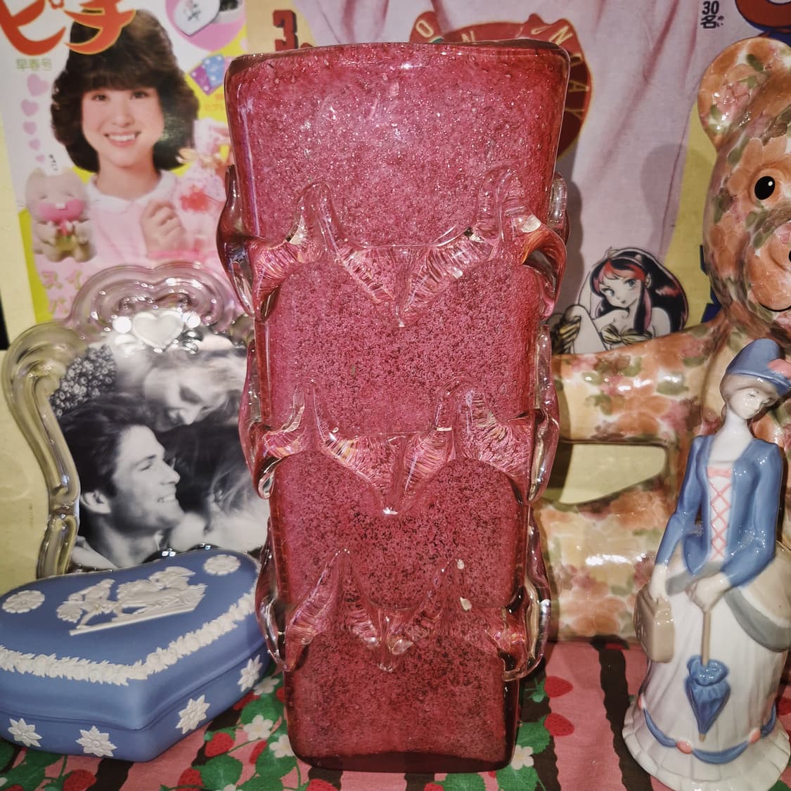 60s 이와타 핸드블로운 핑크 스퀘어 멜팅 조명 상품이미지8