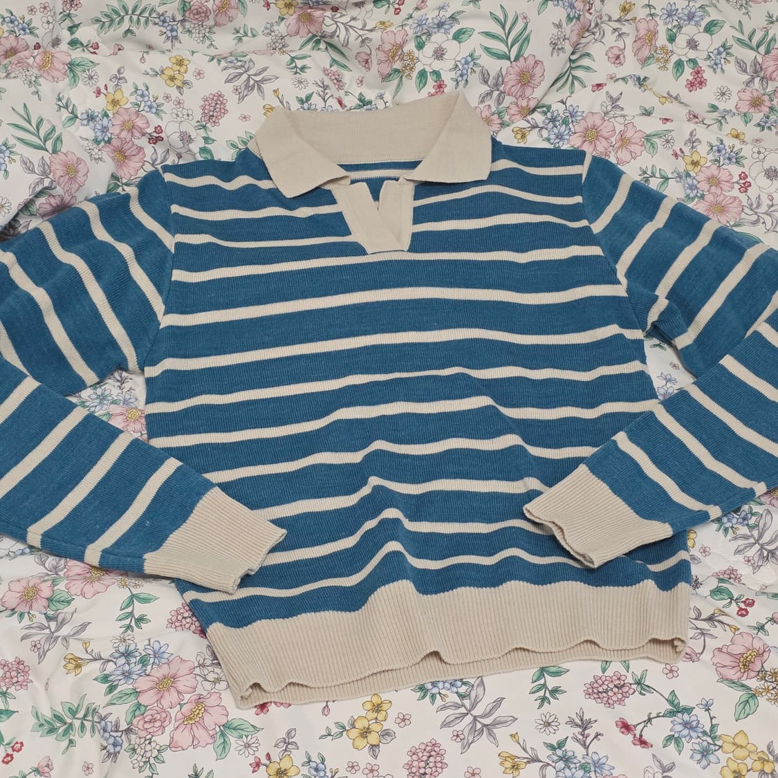 빈티지 스트라이프 카라 데일리 니트 상품이미지2