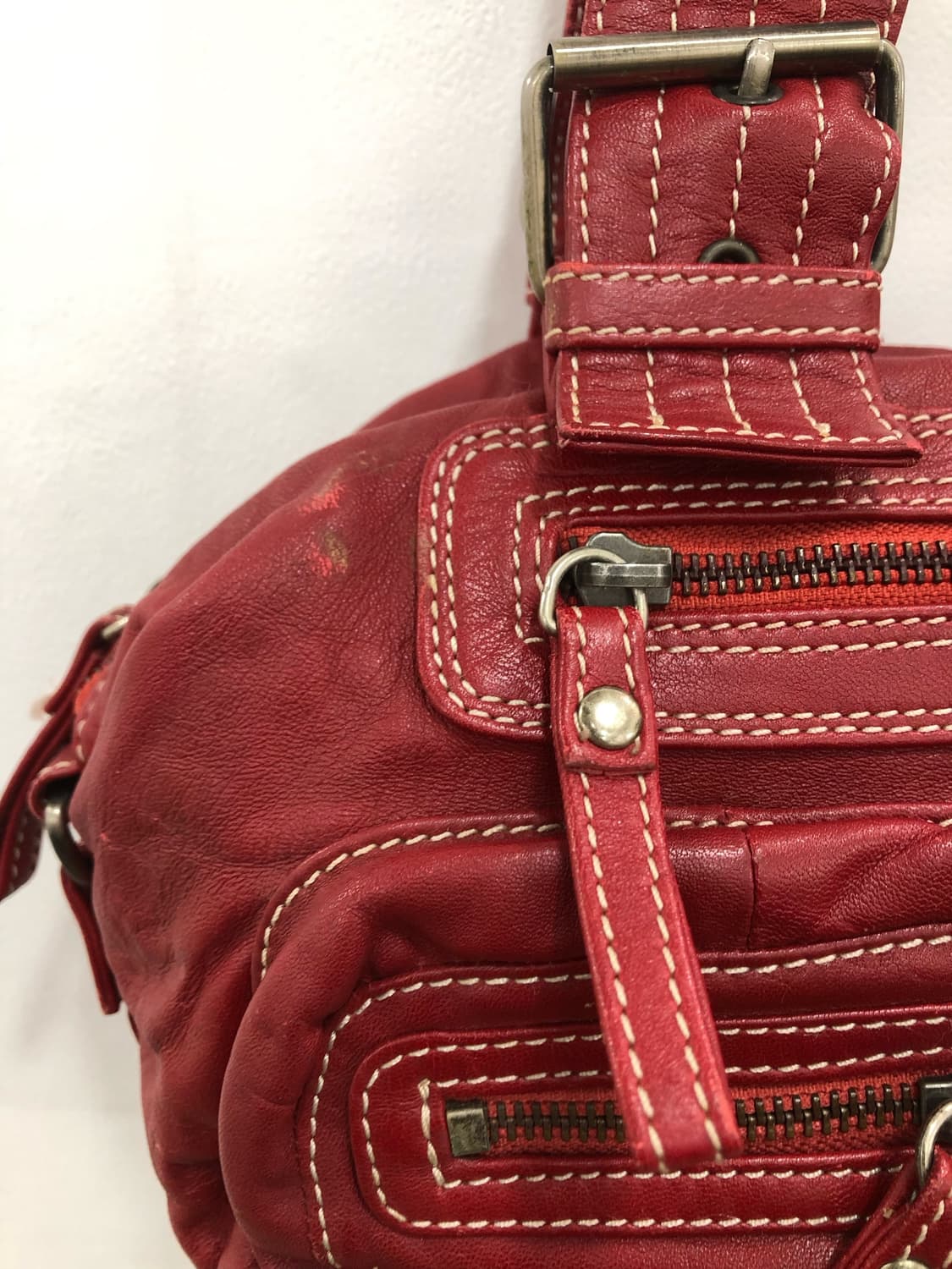red multi pocket leather shoulder bag 상품이미지8