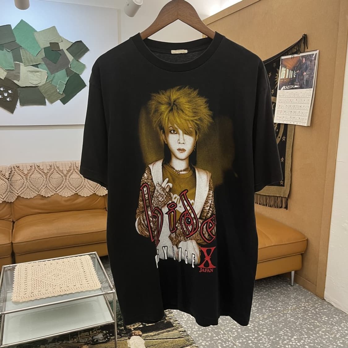 X Japan 빈티지 스트릿 락펑크 밴드 히데 반팔티 105 C11894 상품이미지3