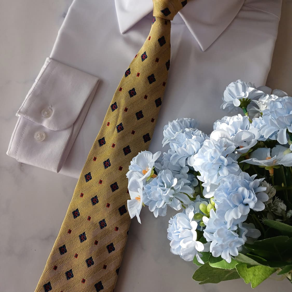 필아필 실크 골드 패턴 넥타이 9.2cm A+등급 A19343 상품이미지5