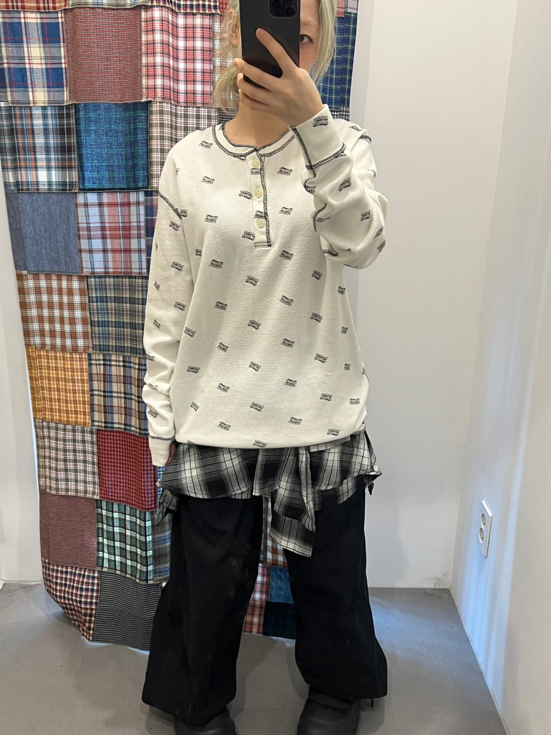 히스테릭 글래머 로고 패턴 와플 롱슬리브 상품이미지4