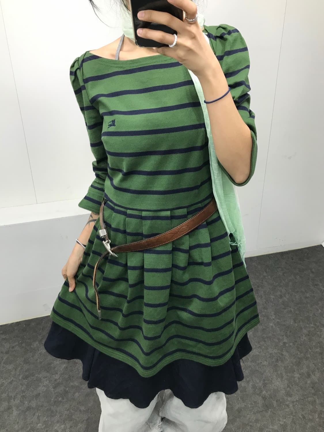 버버리 블루라벨 스트라이프 그린 원피스 ( 원픽 ) 상품이미지7