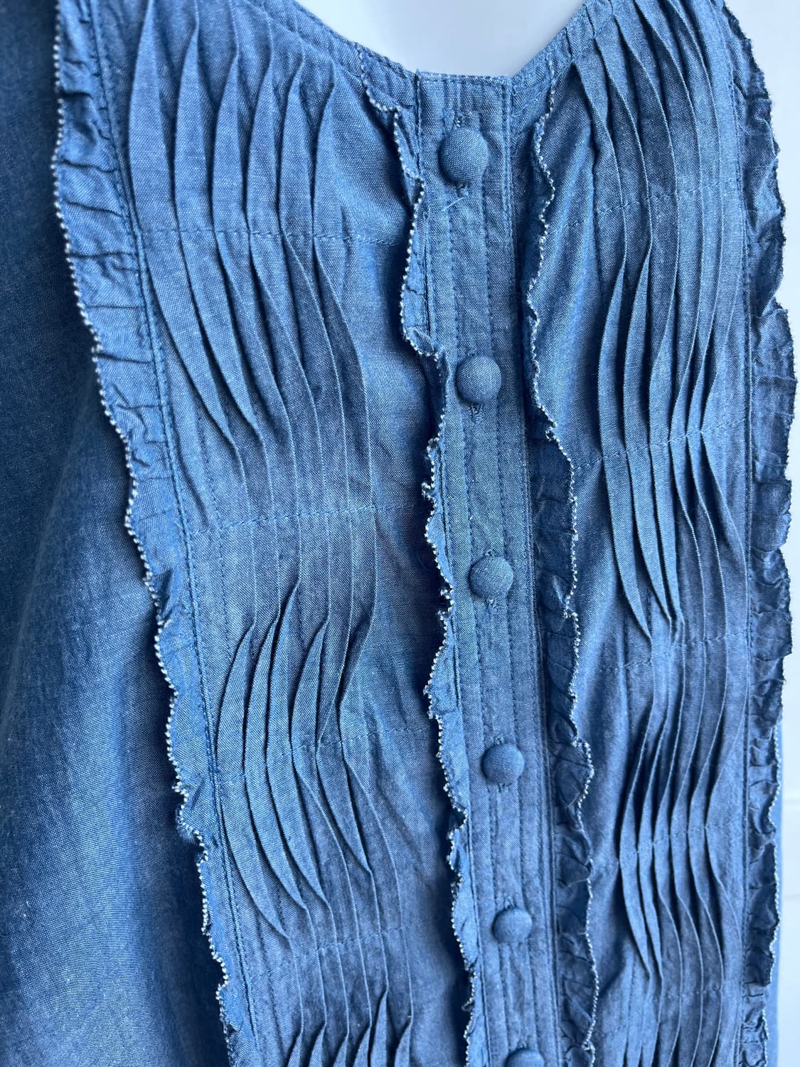 프릴 주름 데님 롱 원피스 상품이미지3