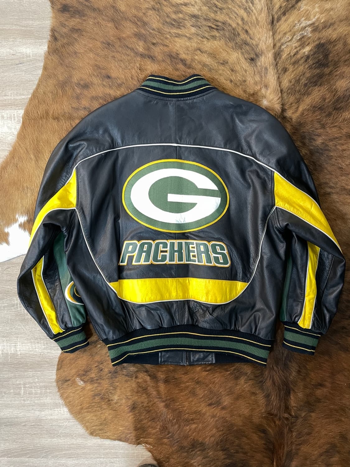 빈티지 NFL 그린베이 패커스 레더 바시티 자켓 상품이미지4