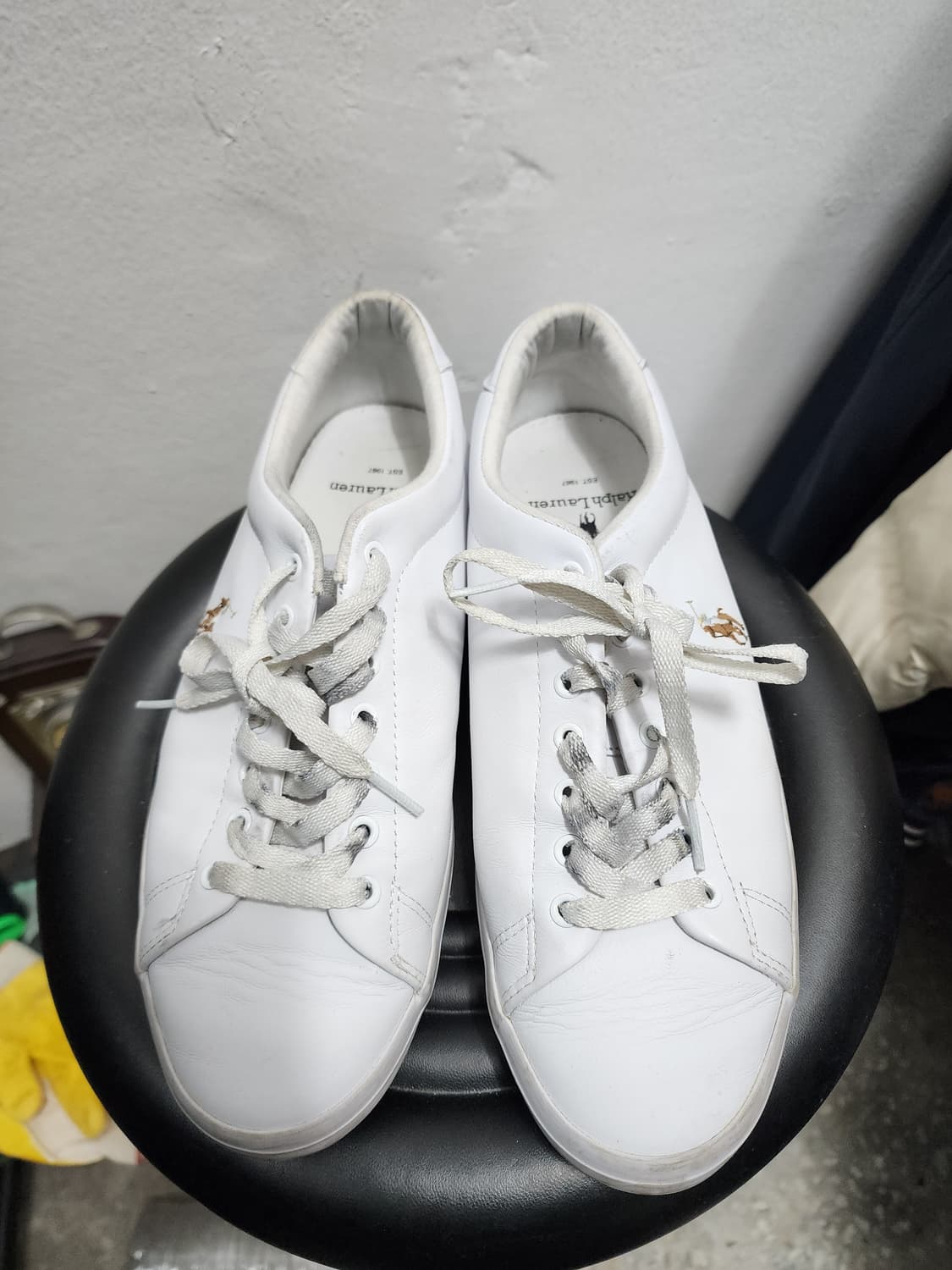 폴로 랄프로렌 소가죽 롱우드 화이트 스니커즈 상품이미지3