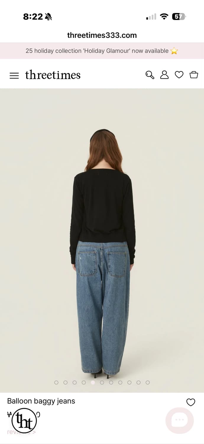 쓰리타임즈 벌룬배기진 인디고블루 m 상품이미지2