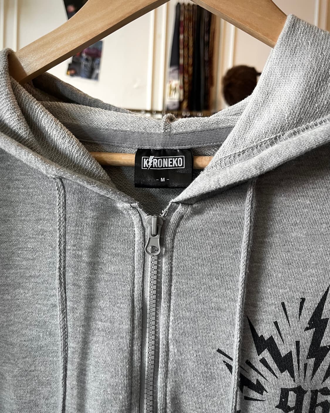 00s Kuroneko 1/2 Sleeve Y2K Hood Zip-up 상품이미지5