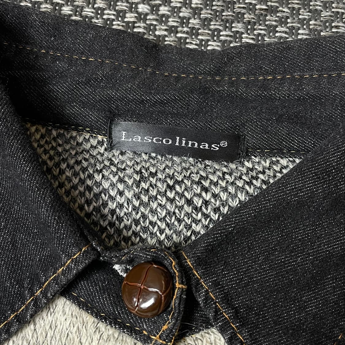 Lascolinas 그레이 블랙 올빼미 포켓 카라 가디건 M 상품이미지4