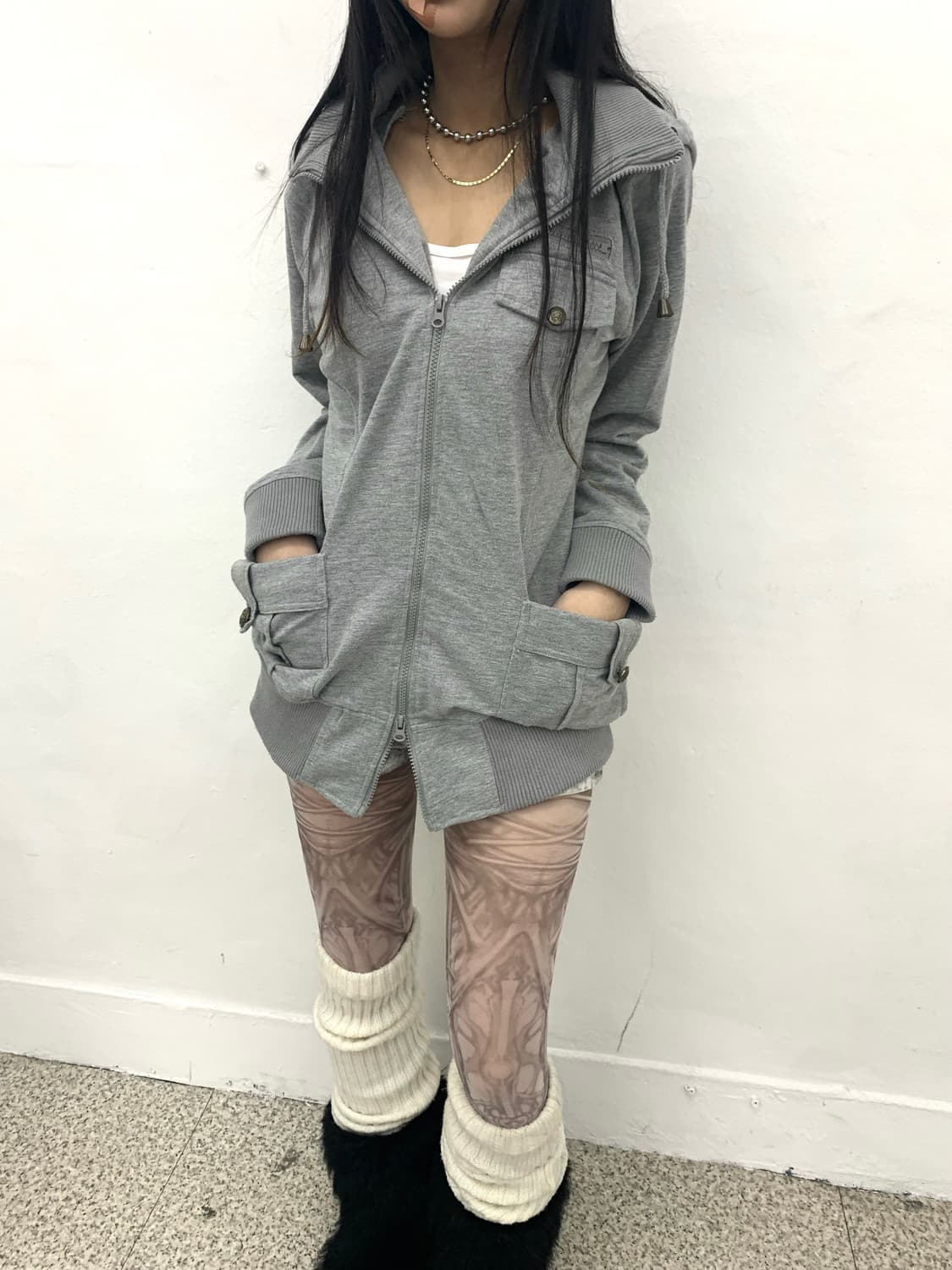 Cargo pocket detail 2way hood zip-up  상품이미지1