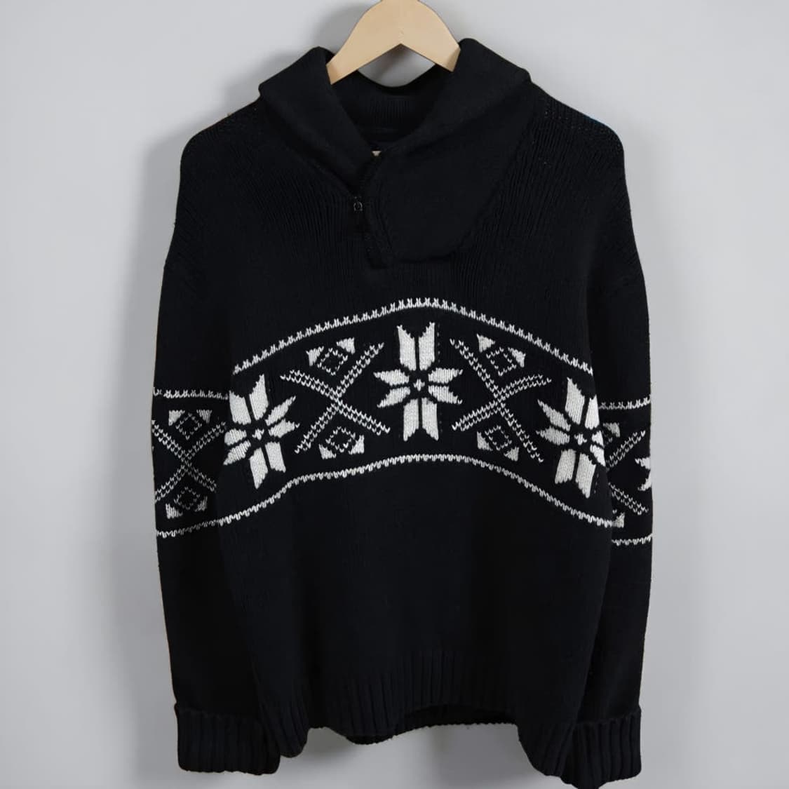 105 POLO 폴로 랄프로렌 노르딕 숄카라 니트 블랙 상품이미지1