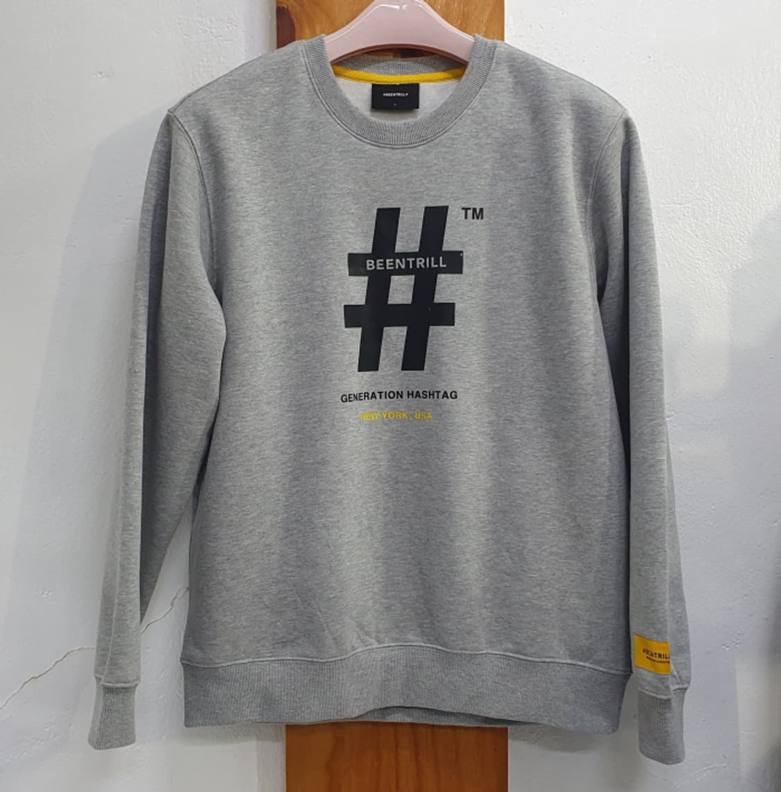 빈트릴 기모 맨투맨 해시태그 남여공용(100) 상품이미지1