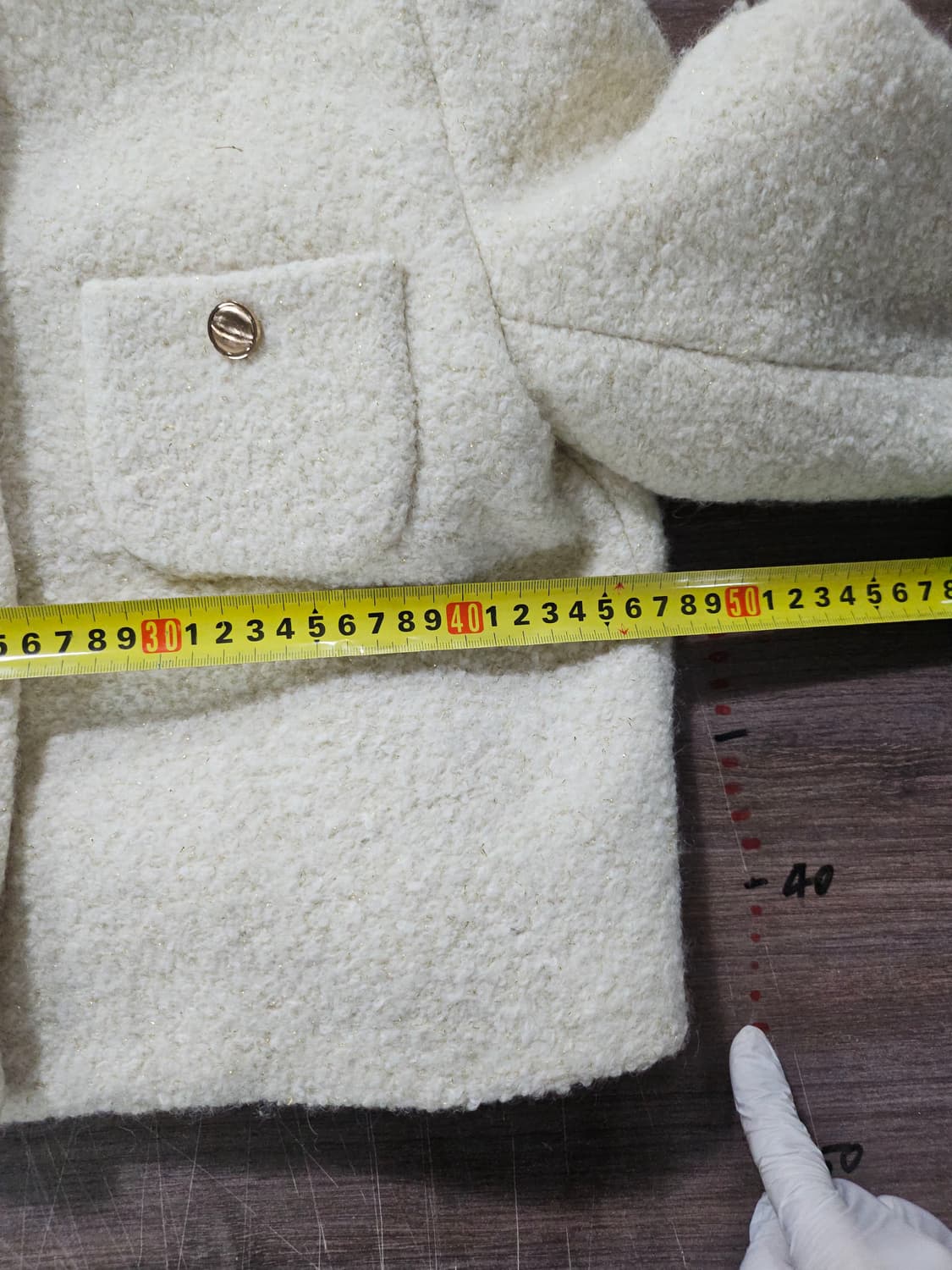 ATTRANCS  아이보리 트위드 크롭 자켓  M 상품이미지4