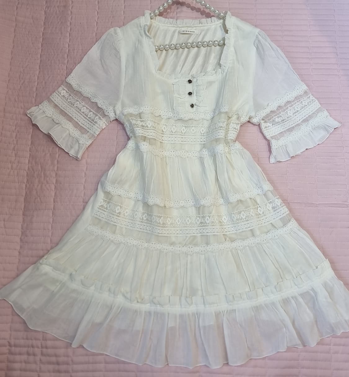 axes femme(악세스팜므) 아이보리 모리걸 레이스 원피스 상품이미지8