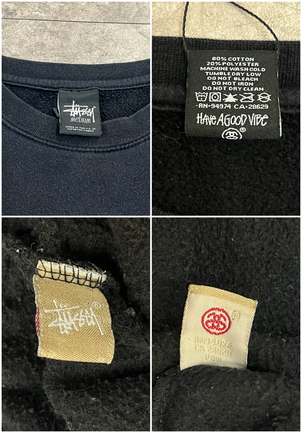 스투시 디스트로이 기모 맨투맨 블랙 M #csz3754 상품이미지3