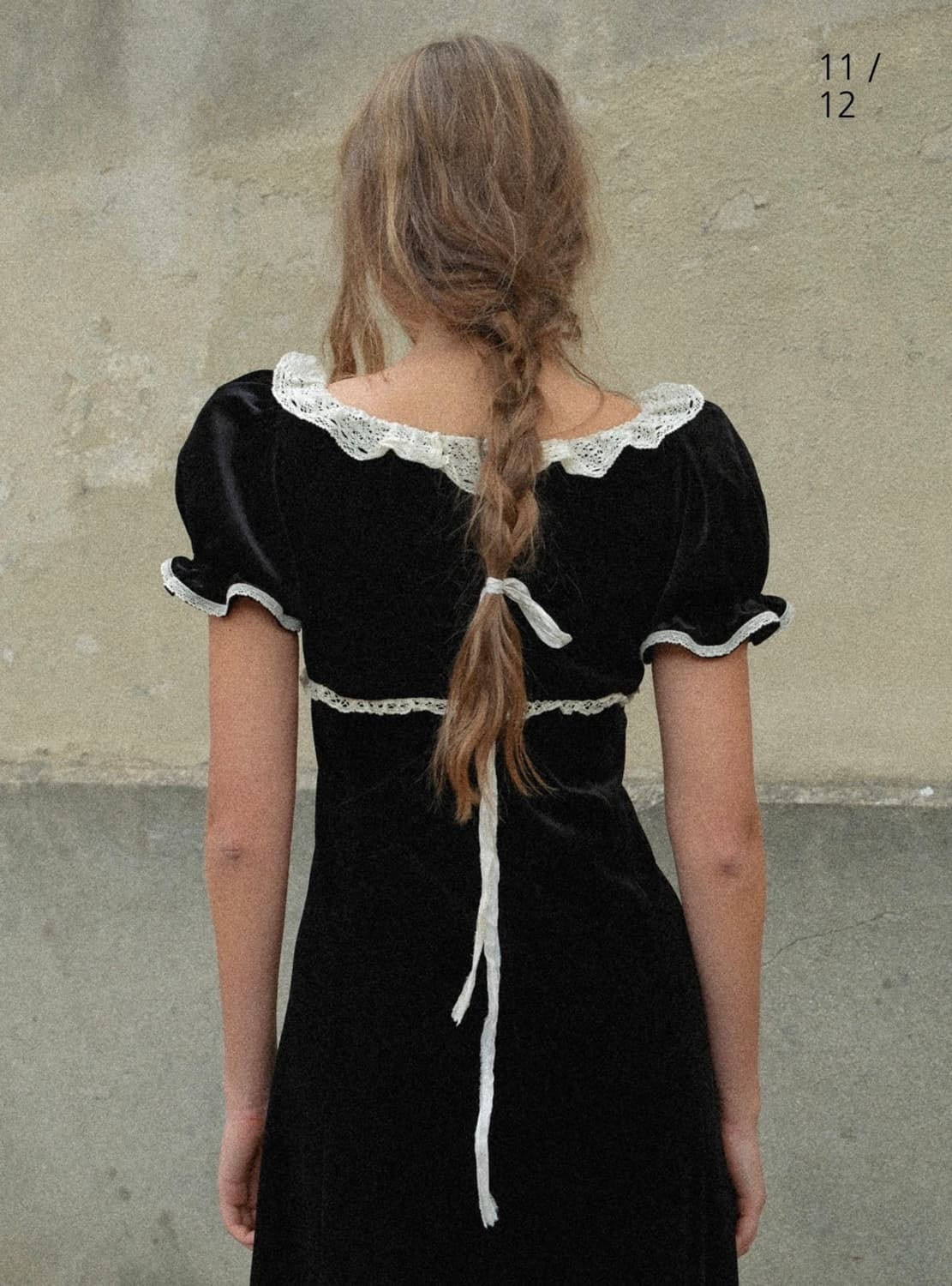 [미착] 플레따 벨벳 레이스 롱 드레스 상품이미지2