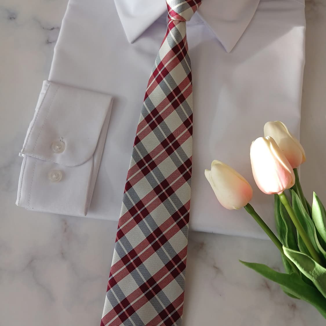 닥스 실크 레드 클래식 체크 넥타이 8.2cm A+등급 A19229
 상품이미지4