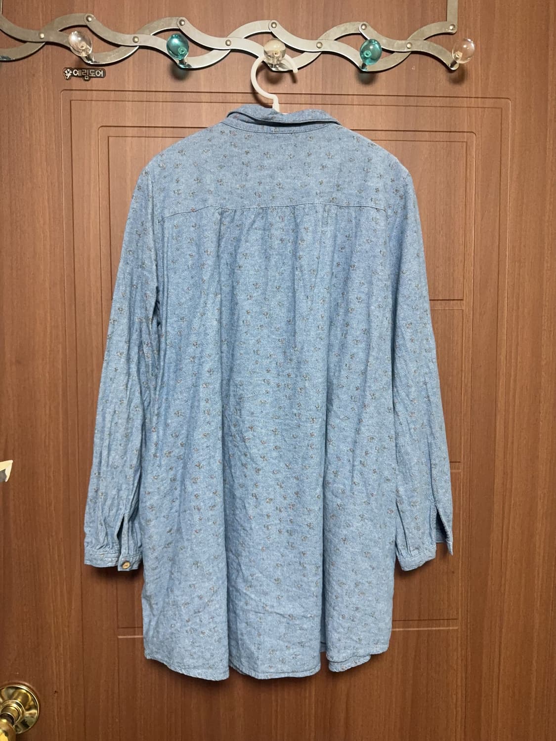 모리걸 하구미 일본 빈티지 스즈코 잔꽃무늬 레이스 데님 셔츠 원피스 상품이미지3