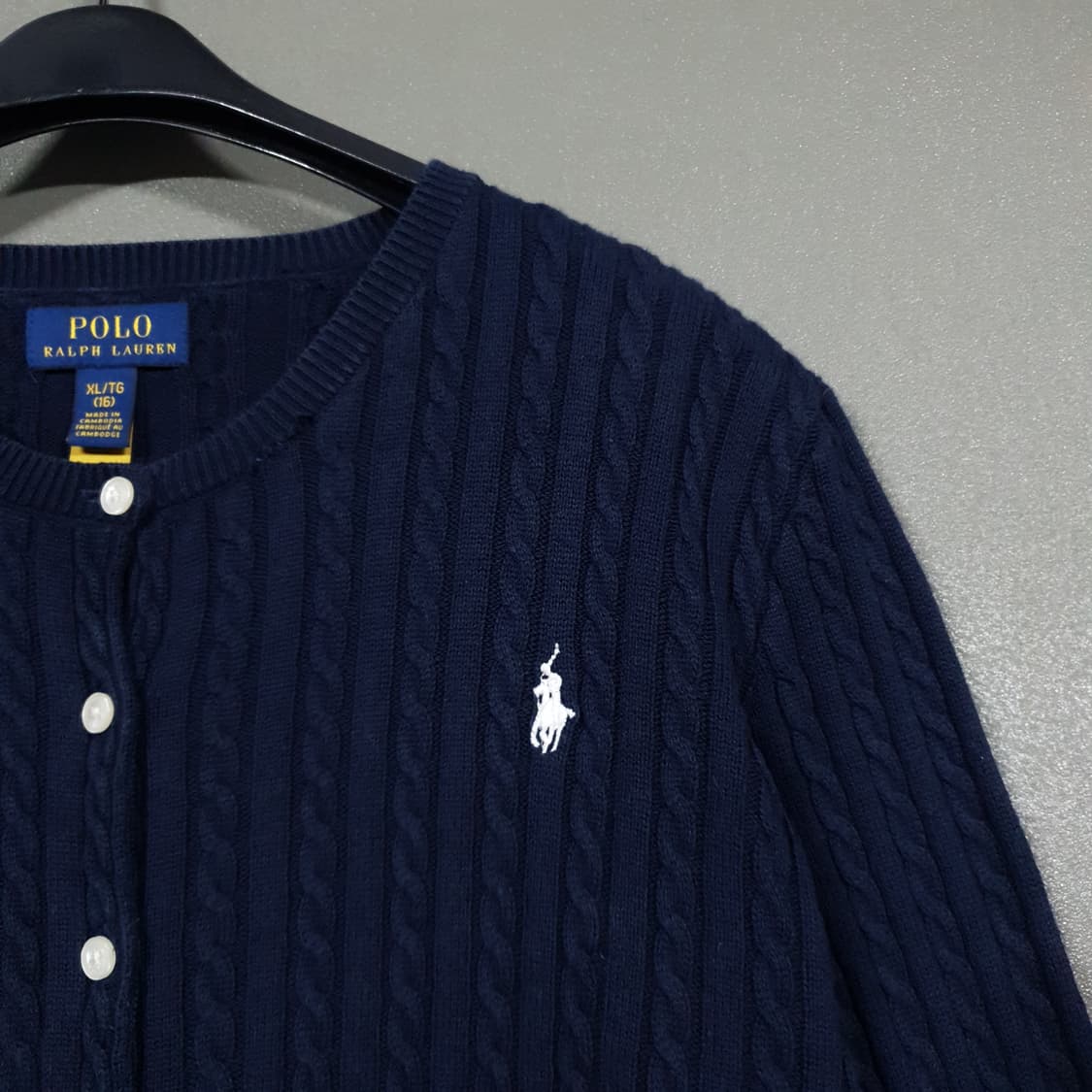 여성) 폴로 랄프로렌 신형 21FW 큐알 포니 케이블 니트 꽈배기 가디건 상품이미지3