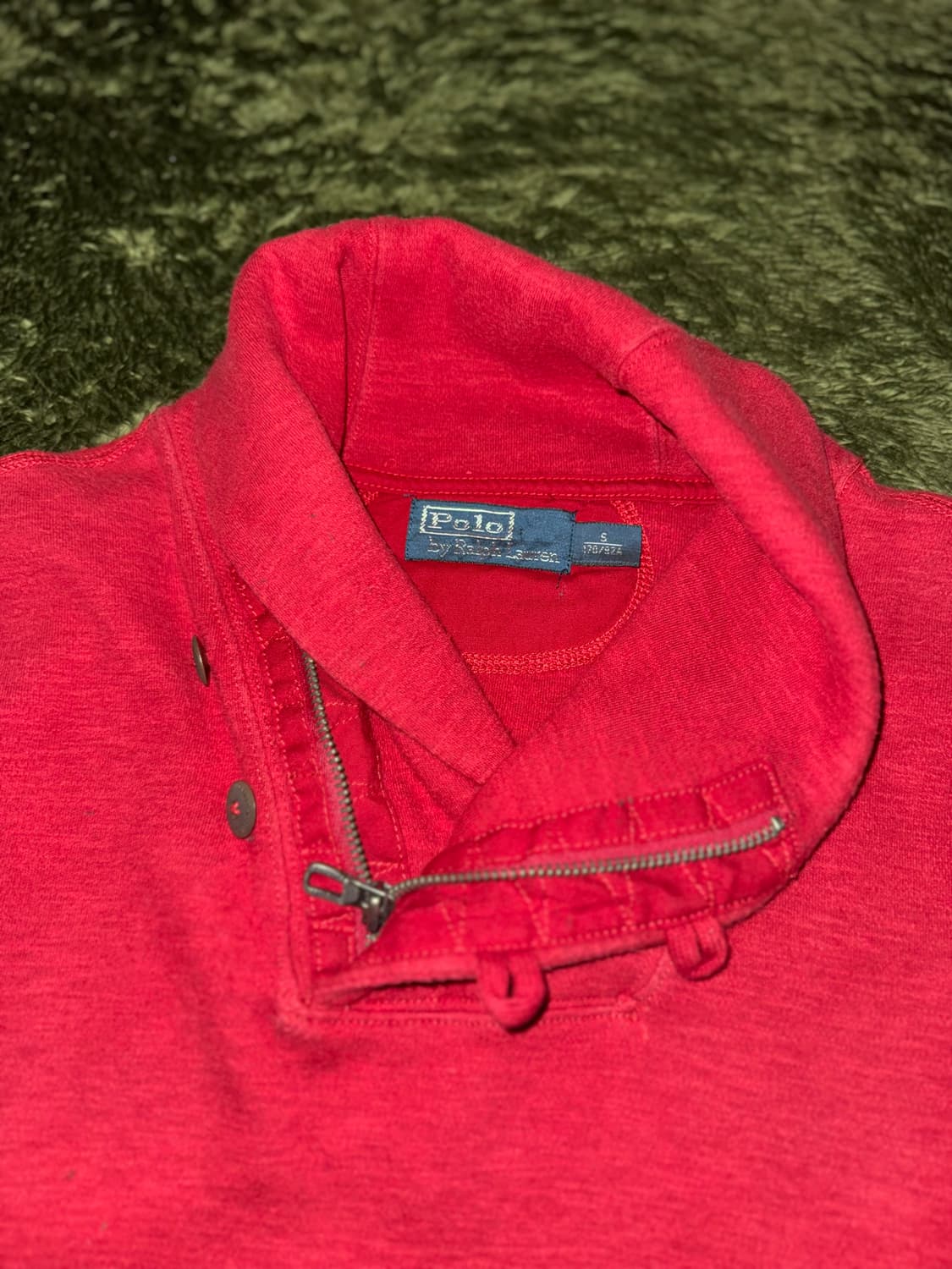 [S] 폴로 랄프로렌 숄 칼라 버튼업 니트 레드 상품이미지4