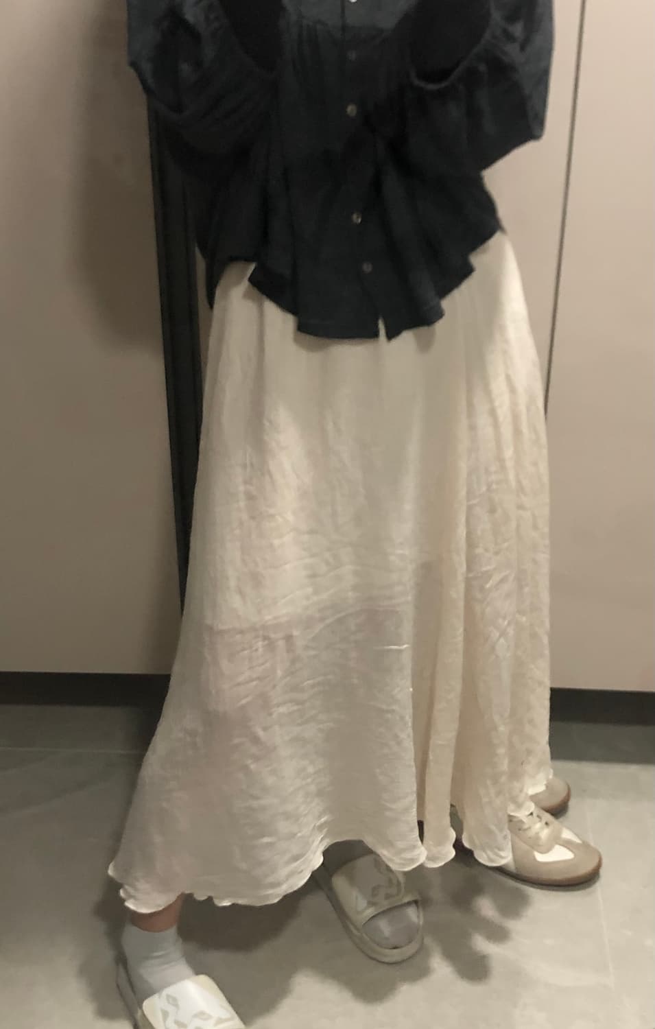 빈티지 아이보리 롱스커트 상품이미지1