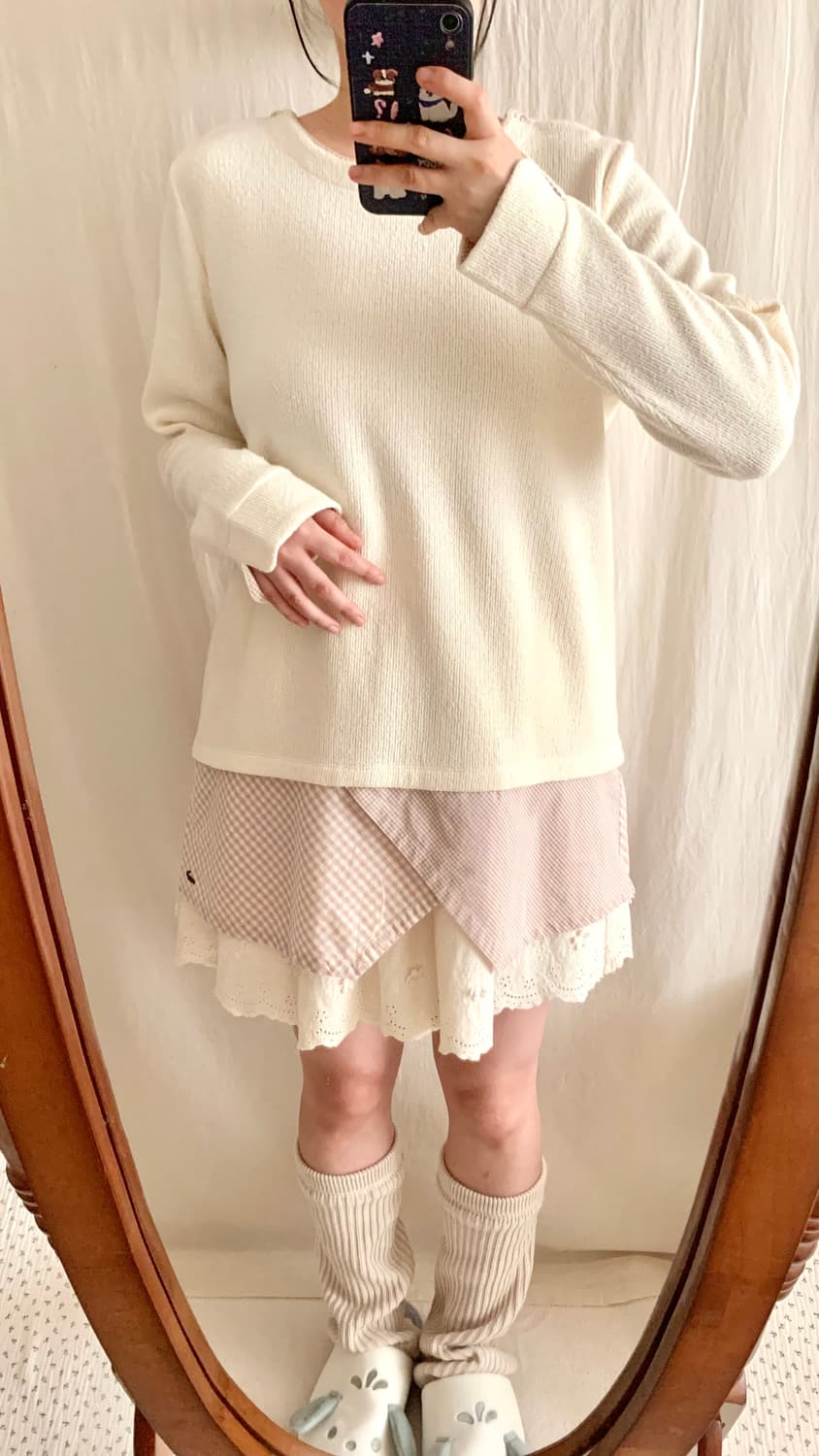 크로커다일 핑크 체크 셔츠 레이어드 탑 상품이미지8