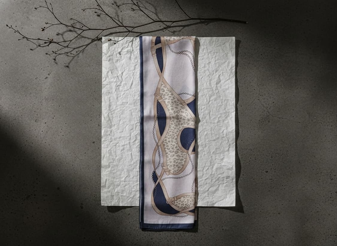 ELLE 엘르 실크 100% 체인 레오파드 스카프 상품이미지3