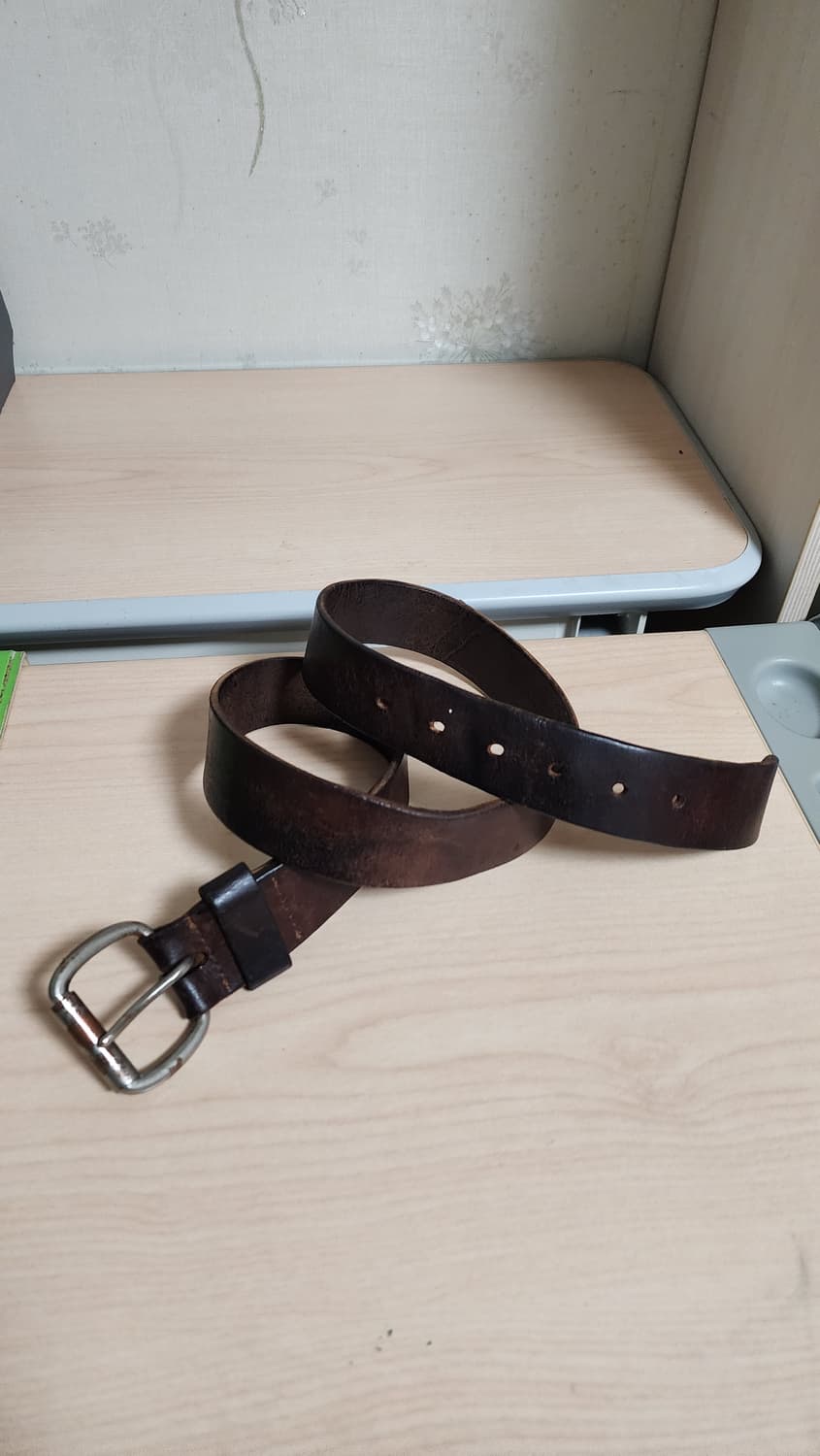 빈티지 브라운 통가죽 벨트 상품이미지2