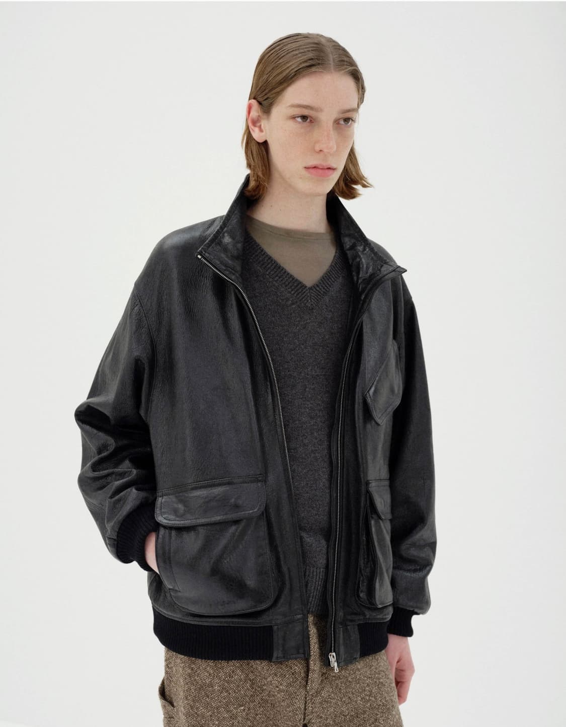 25aw Auralee 오라리 램 레더 집 블루종 lamb leather 상품이미지1