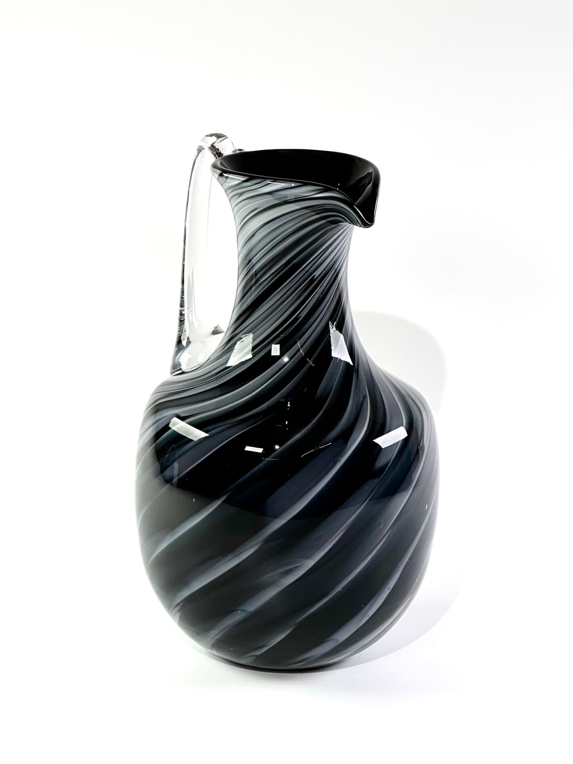 일본 빈티지 쿠라타 아트글라스 블랙&그레이 화병 피처 상품이미지3