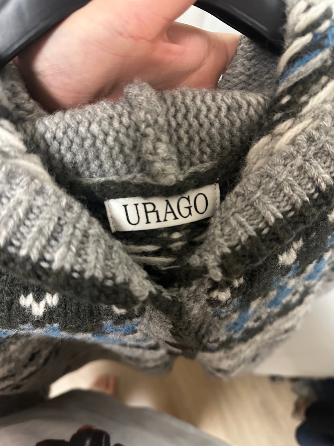 유라고 자카드 후드가디건 그레이 상품이미지7