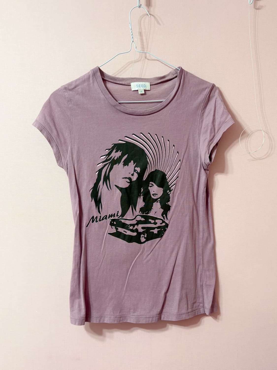 히글깔 갸루 빈티지 핑크 반팔 상품이미지3