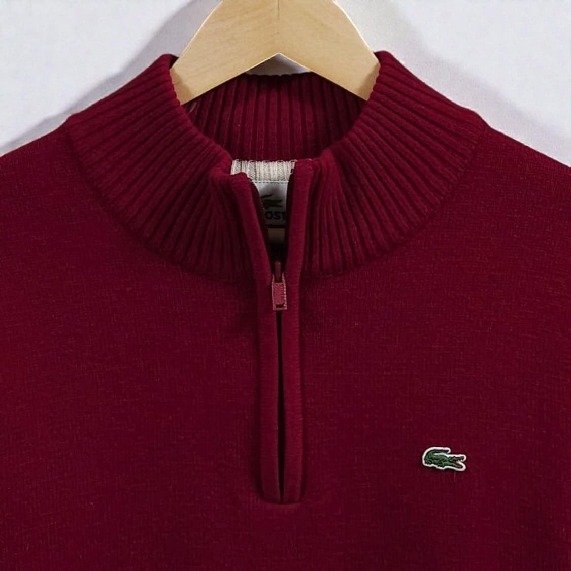 105)Lacoste 라코스테 반집업 니트 버건디 상품이미지2