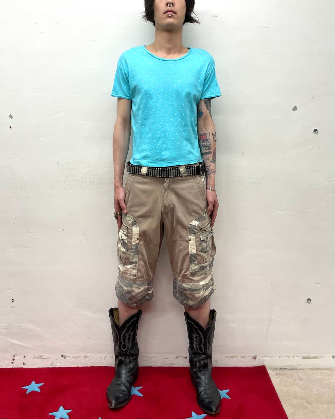 Basic White Dot Blue T-shirt 상품이미지3