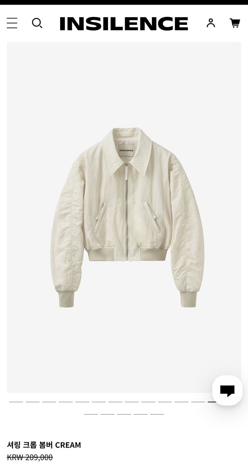 여성 S) 인사일런스 셔링 크롭 봄버 나일론 컴포템프 자켓 크림 상품이미지1