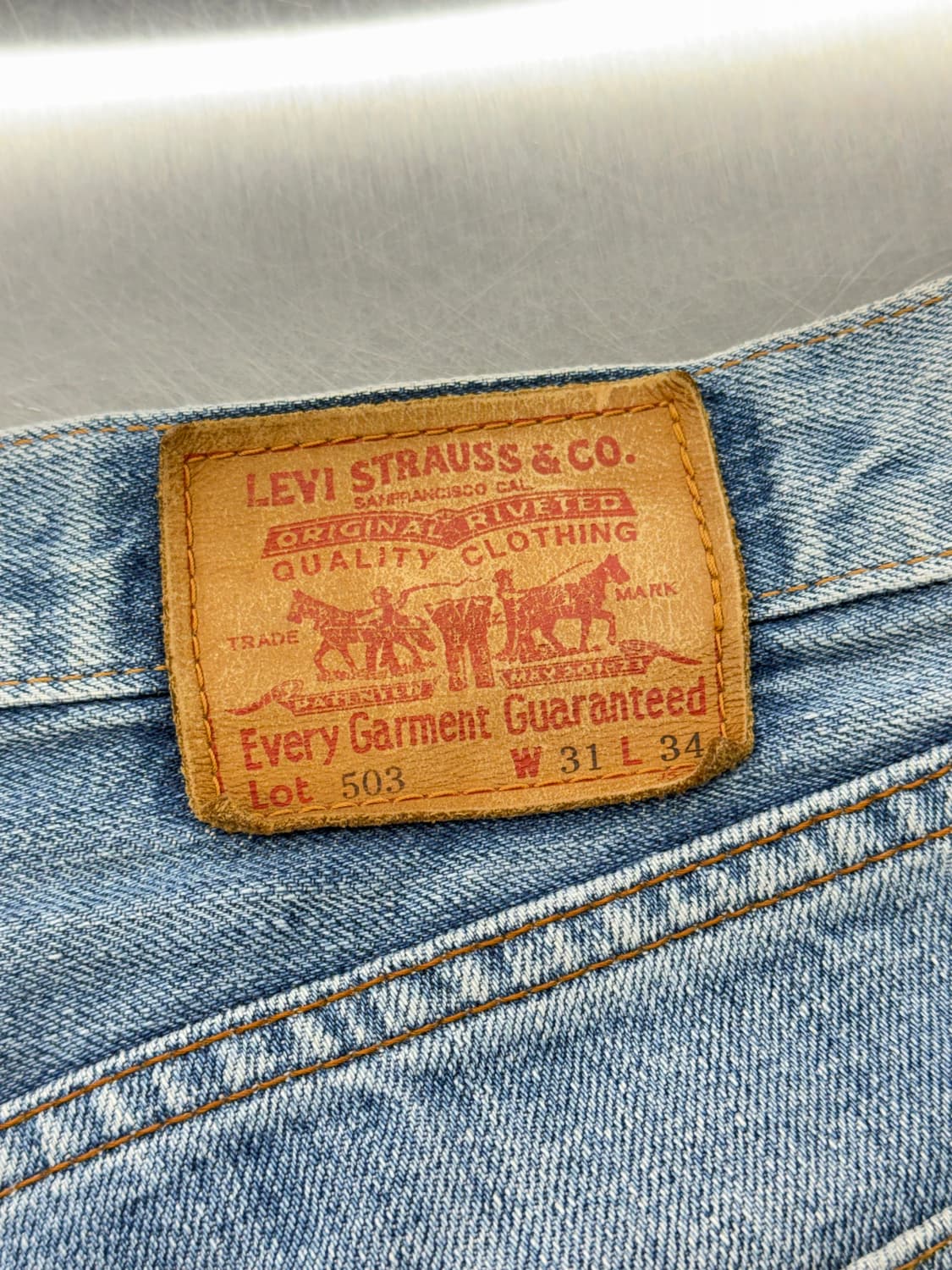 리바이스 503-03 재팬기 라이트 블루 워시 데님 팬츠 상품이미지9