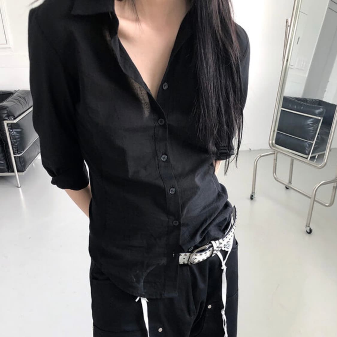 커프스 7부 슬림핏 셔츠 상품이미지1