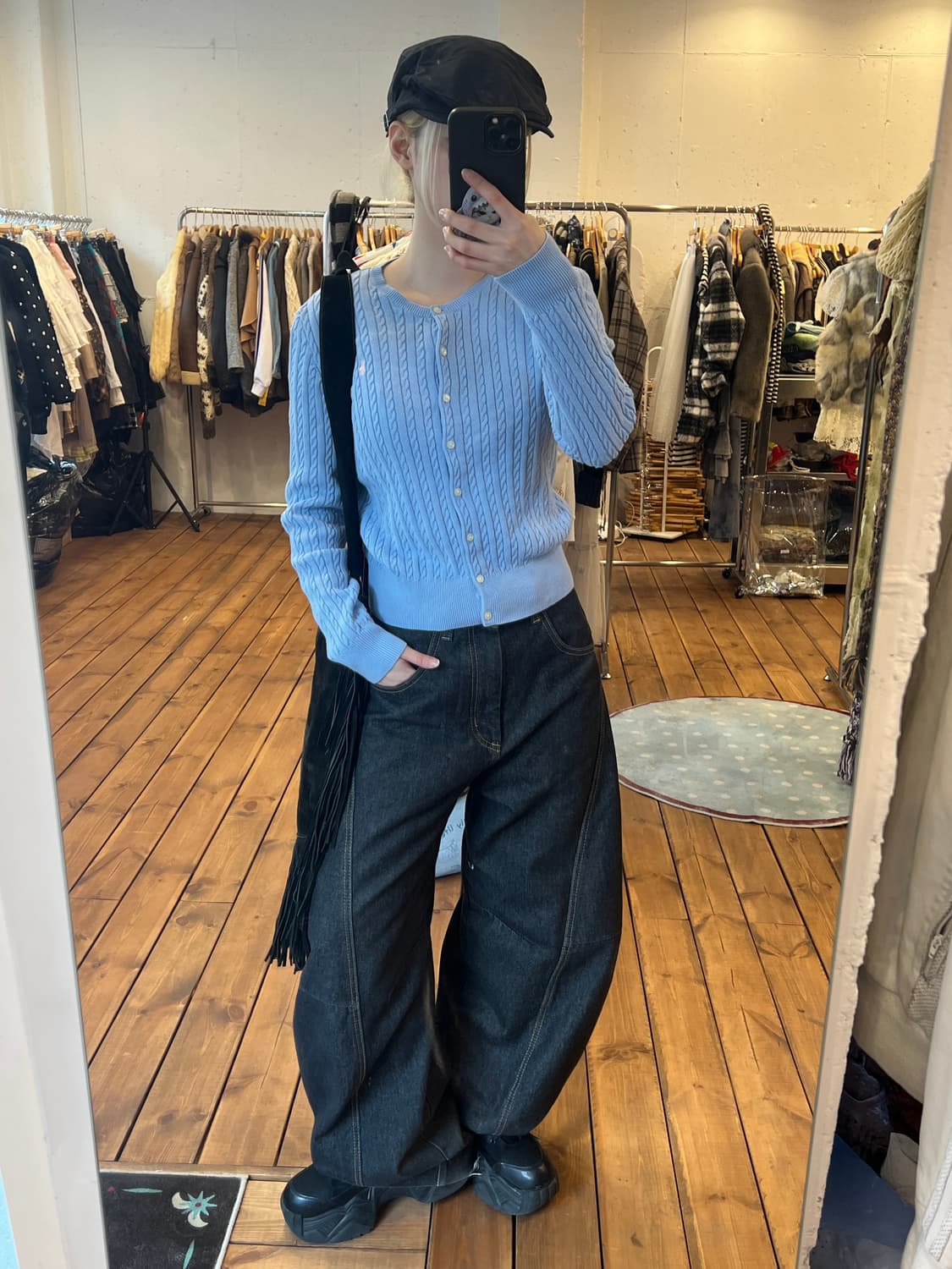 폴로 스카이블루 꽈배기 가디건 상품이미지5